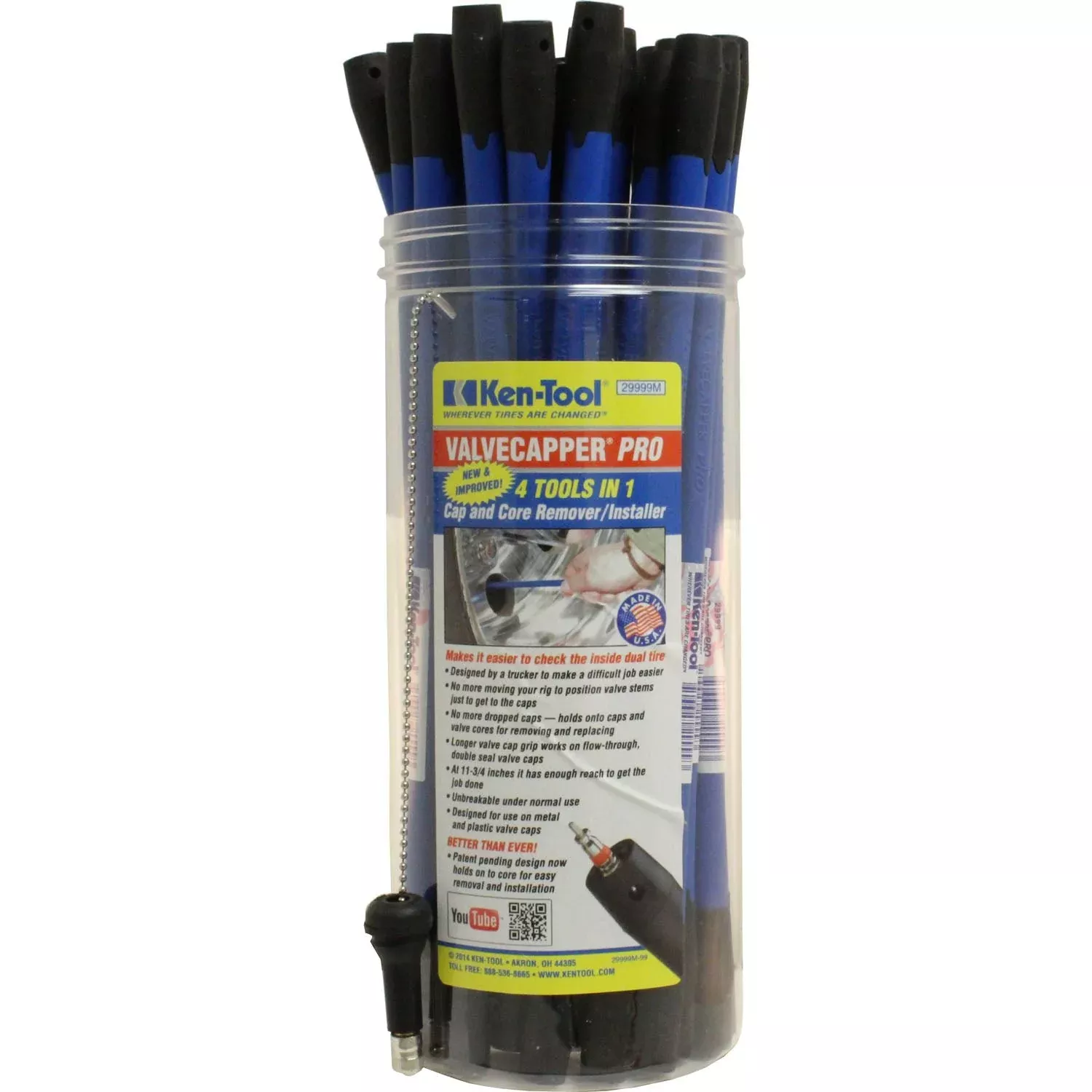 Ken-Tool 29999 11-1/2" Valve Capper Pro Cap and Core Tool Pack of 25