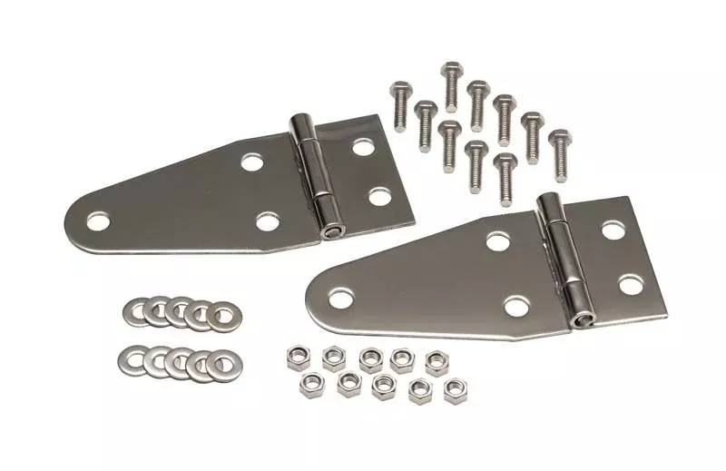 Kentrol 55-95 Jeep CJ/Wrangler YJ Hood Hinge Pair – Polished Silver