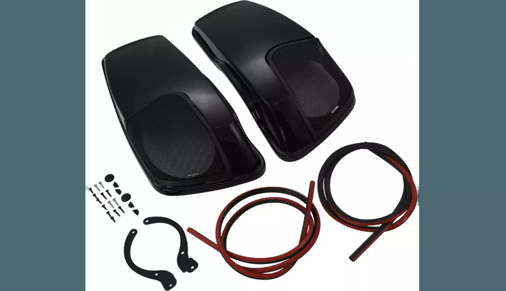 Kicker Saddlebag Speaker Lids [with or without] Speakers for '14-23 Harley Davidson Touring - Vivid Black