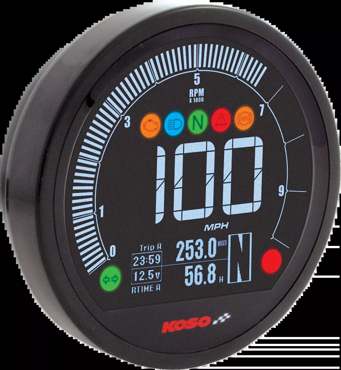 KOSO NORTH AMERICA DL-04HD Multifunction Gauge – Black – Harley Davidson BA077400