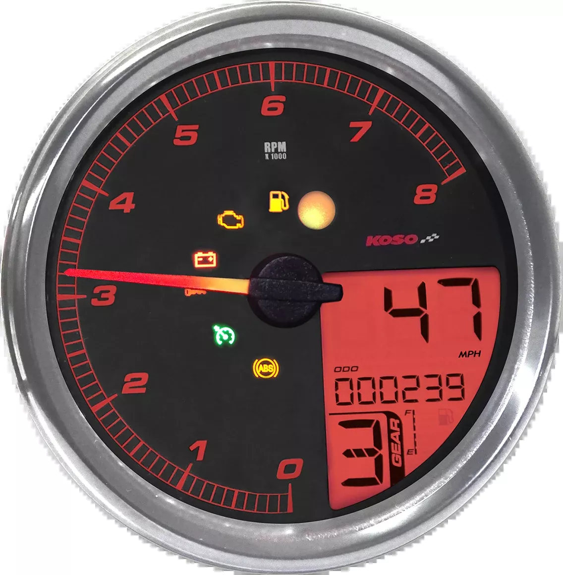 KOSO NORTH AMERICA HD-05 Multifunction Meter – Silver BA072000