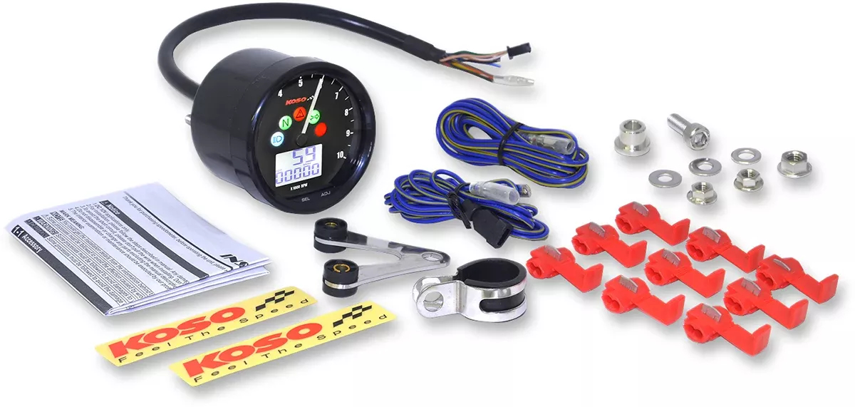 KOSO NORTH AMERICA TNT-02 Multifunction Speedometer/Tachometer – 2.69″ Diameter x 1.51″ Depth BA058100-HD