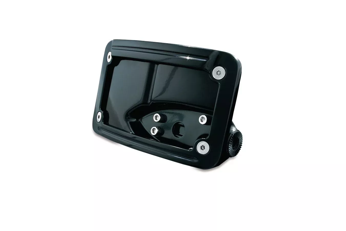 Kuryakyn 3125 Glossy Black Curved Horizontal Side Mount License Plate Frame