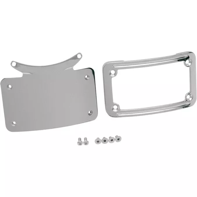 Kuryakyn 3162 Curved Chrome License Plate Frame Harley w/ KA Turn Signal Bar