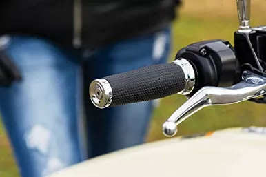 Kuryakyn 5950 Thresher Grips with End Caps, for 7/8" Diameter Handlebars, Chrome