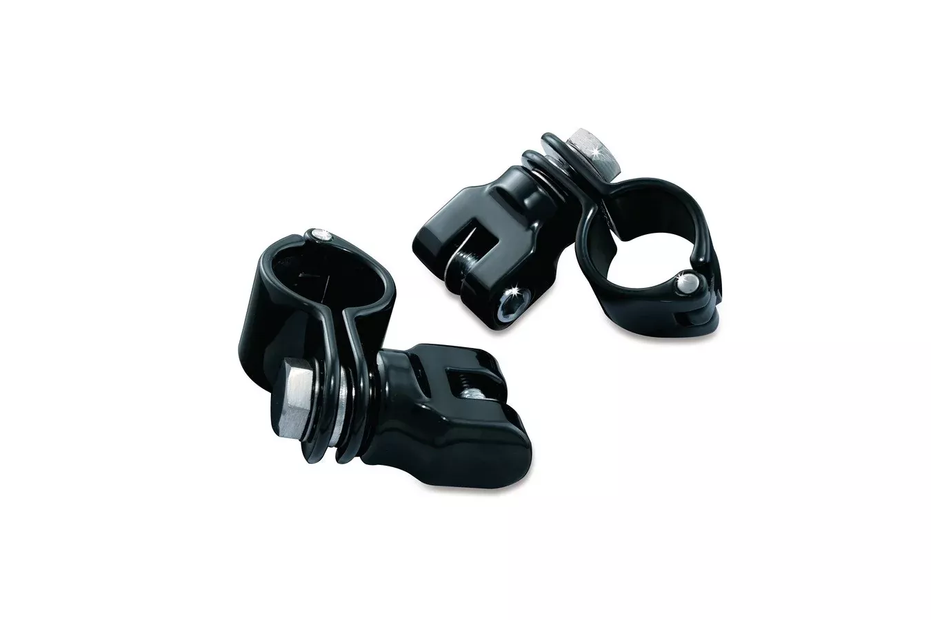 Kuryakyn 7572 Gloss Black Peg Mounts w/ 1-1/4" Magnum Quick Clamps Clevis Harley