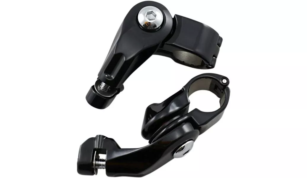 Kuryakyn Black Tour Tech Tall Rider Cruise Peg Mounts (Short) 4" For 1-1/4" Bar