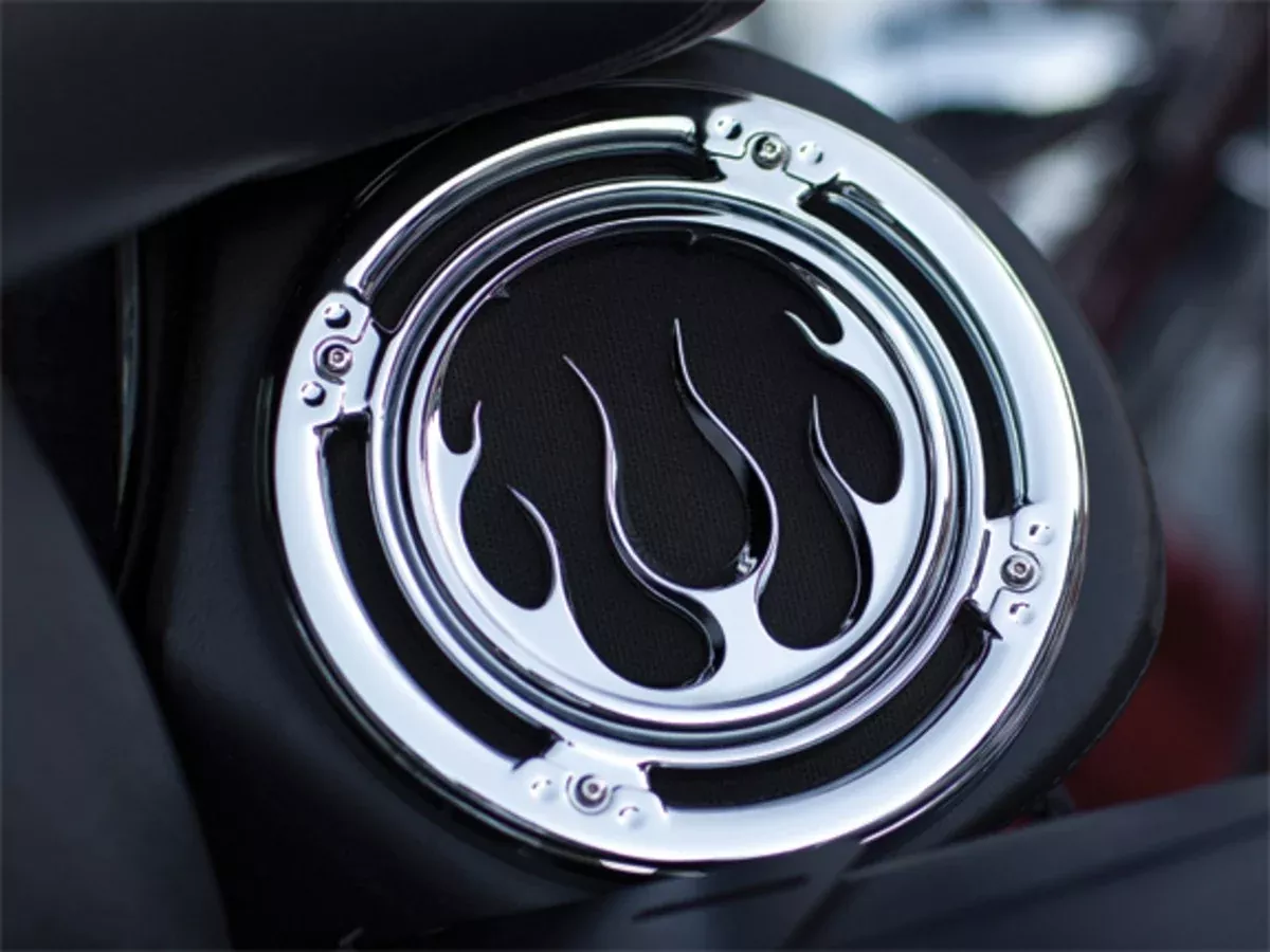 Kuryakyn Chrome Front Fairing Flame Speaker Grills for Harley FLH/T 96-13