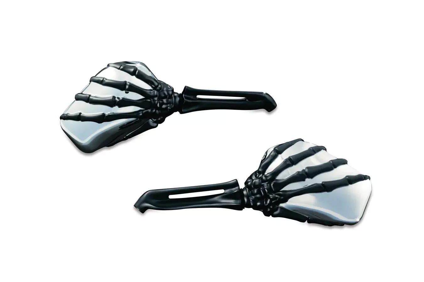Kuryakyn Chrome Head w/ Black Stem Skeleton Mirrors Harley & Metric (ea)