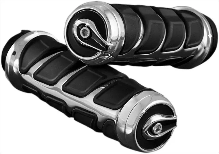 Kuryakyn Chrome Kinetic Grips for Harley-Davidson with Dual Cable Throttle
