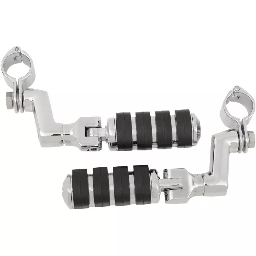 Kuryakyn Chrome Tour-Tech Cruise Offset Mounts Large ISO Footpegs & Quick Clamps