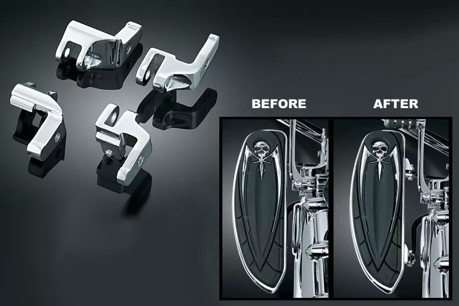 Kuryakyn Floorboard Relocator Moves Boards Out & Forward 1" for Certain Road King/FL Models & ISO-Boards 17-Up