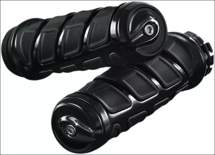 Kuryakyn Gloss Black Kinetic Grips for Harley-Davidson with Dual Cable Throttle