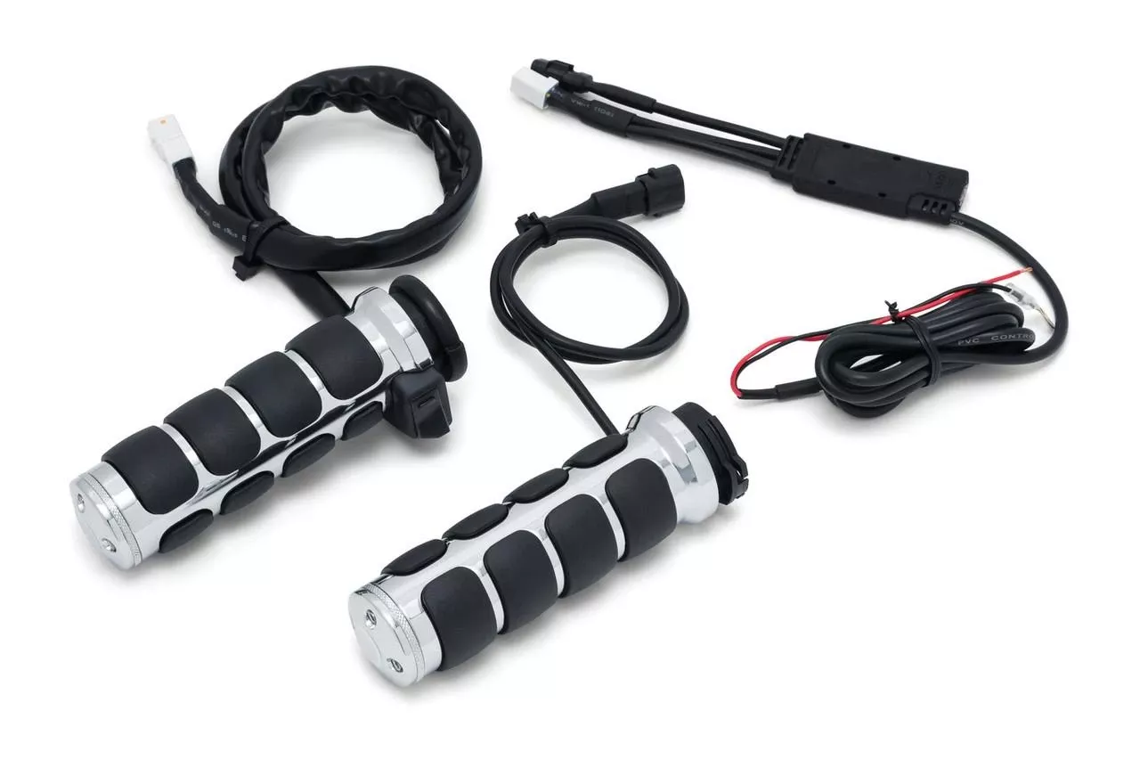 Kuryakyn Heated Iso Grips for Harley Davidson Models with TBW or Cable Throttle Control '08-23 (Chrome or Black)