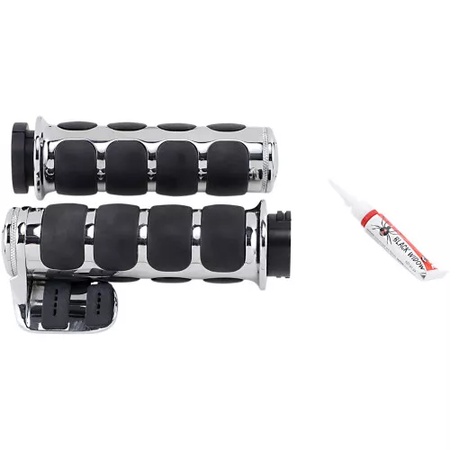 Kuryakyn Premium ISO-Grips with Contoured Throttle Boss for Harley Dual Cable - Chrome