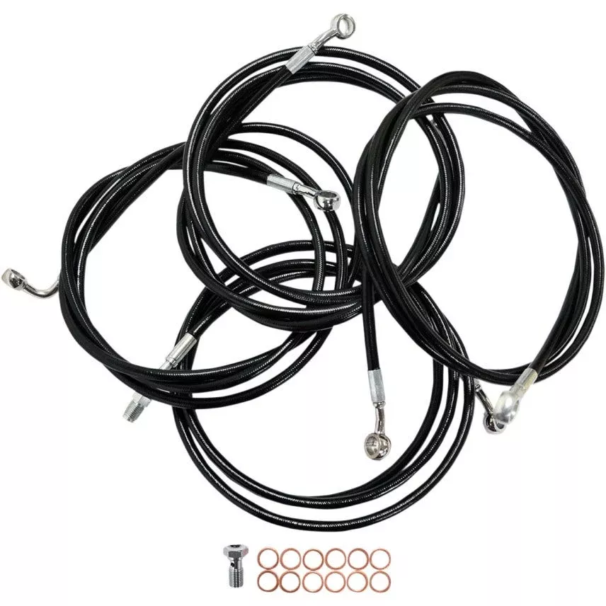 La Choppers Black Vinyl Handlebar Cable Kit '13 CVO & '14 Harley FLH - 15"-17"