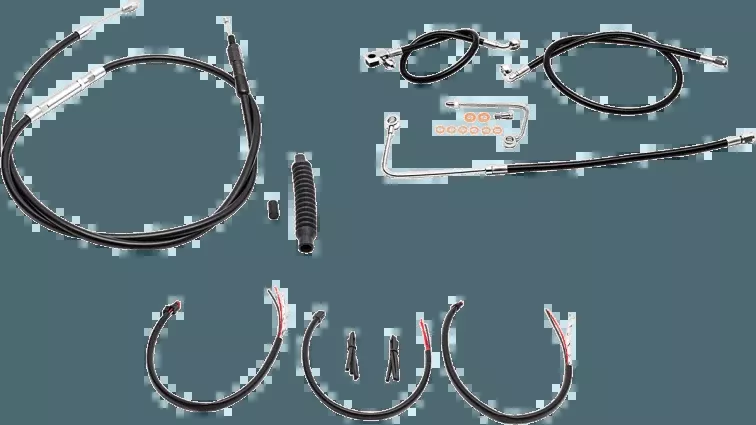 LA Choppers Complete Cable Kit for '16-17 Harley Davidson FLS, FLSTN, FLSTF/B, FLSTC with 18" to 20" Apes with ABS - Black Stainless