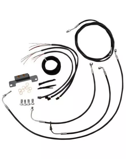 LA Choppers Complete Handlebar Cable Kit for '16-17 Harley-Davidson Breakout FXSBwith 15"-17" Ape Hangers - Black Vinyl Stainless Braided WITH ABS (Does Not Include Electronic Throttle Control Extension)
