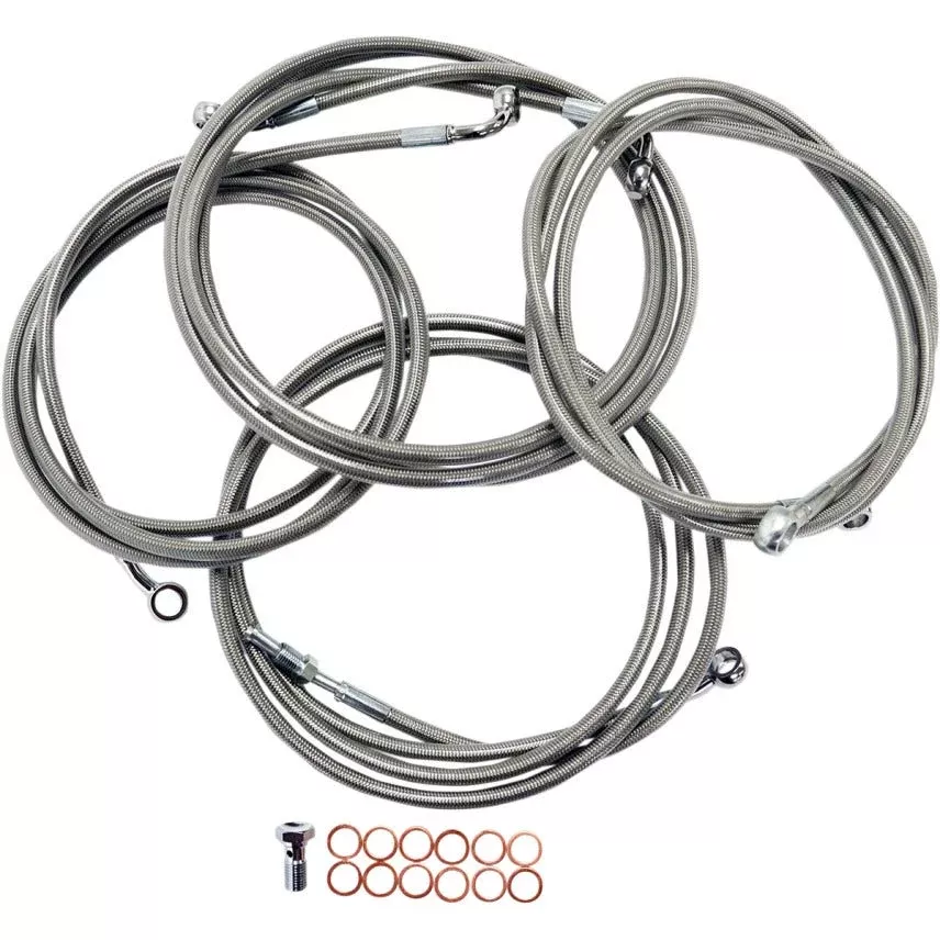 La Choppers Stainless Braided Handlebar Cable Kit '13 CVO & '14 Harley FLH - 18"-20"