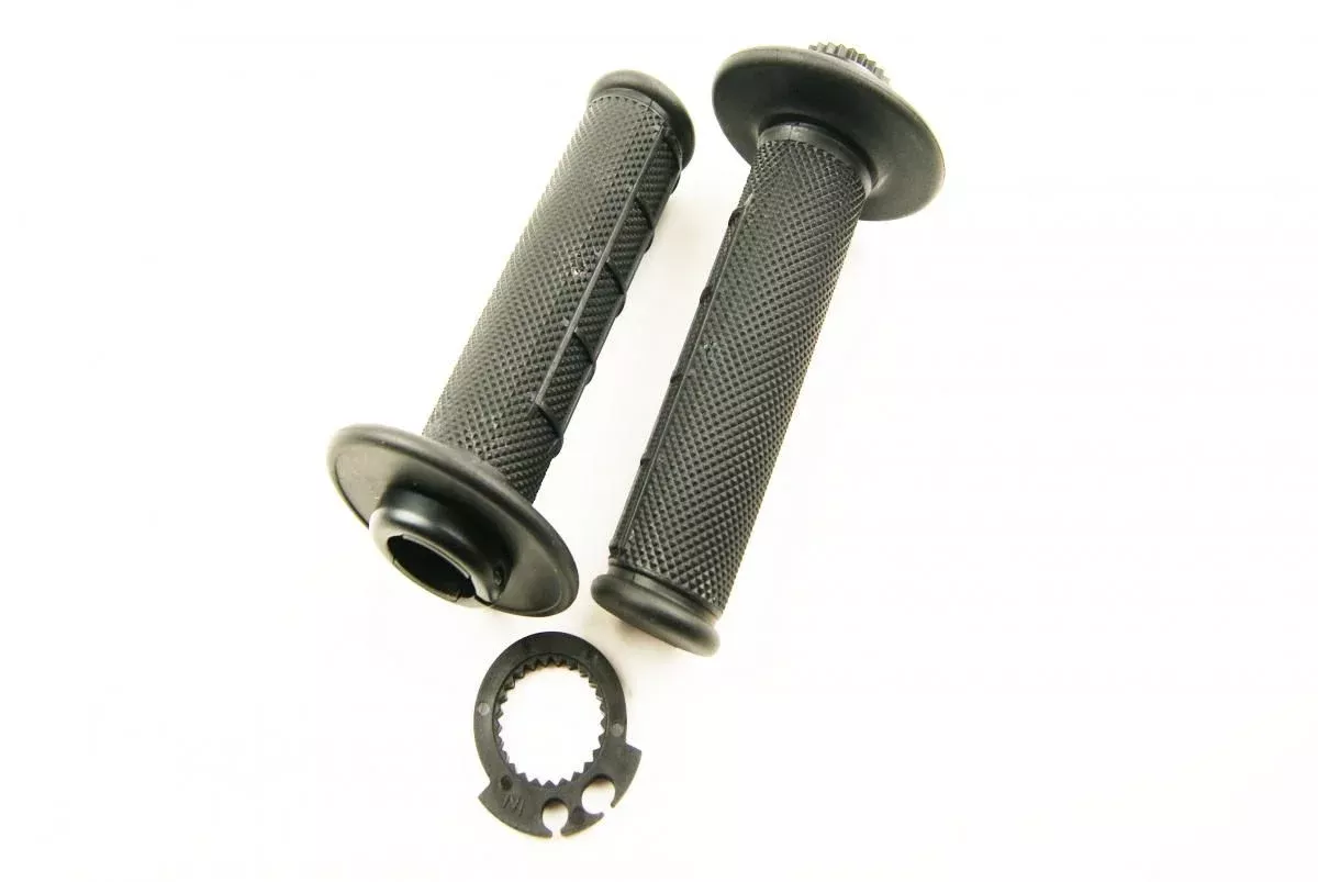 LOCK ON GRIP SET 17-22 KTM HUSQ 2-STROKE, HALF WAFFLE SOFT GREY/BLUE, ODI STYLE, FIR –