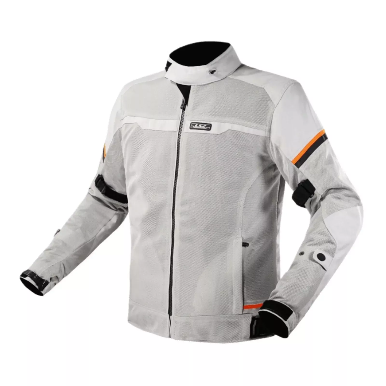 LS2 Riva Men’s Jacket – Light Grey / Hi-Vis Orange