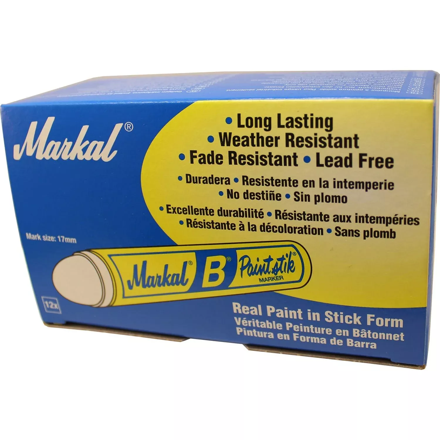 Markal "B" White Solid Paint stick Marker Tire Crayon Pack of 12