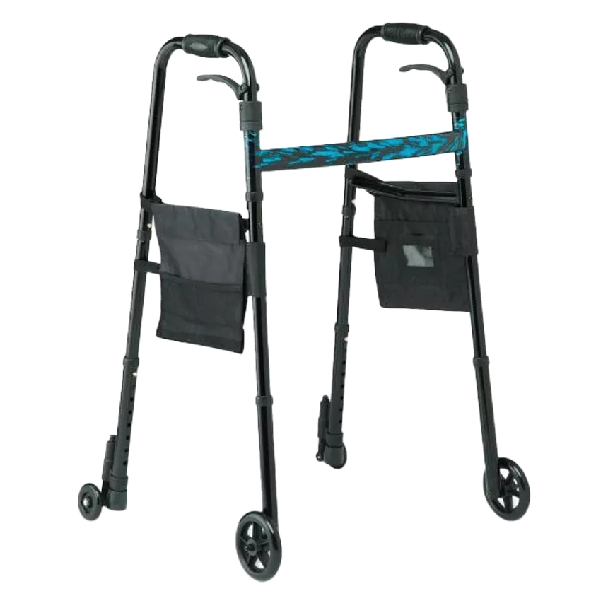 Medline Folding Trigger Walker with 5" Wheels