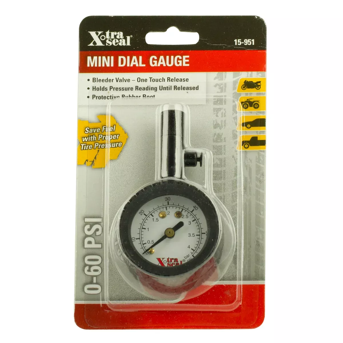 Mini DialGauge with Bleeder (0-60 PSI)