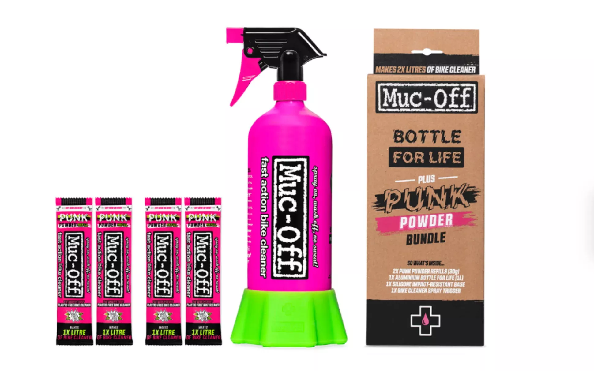 Muc-Off Punk Powder Concentrated Cleaner – 4 Pack with Bottle
