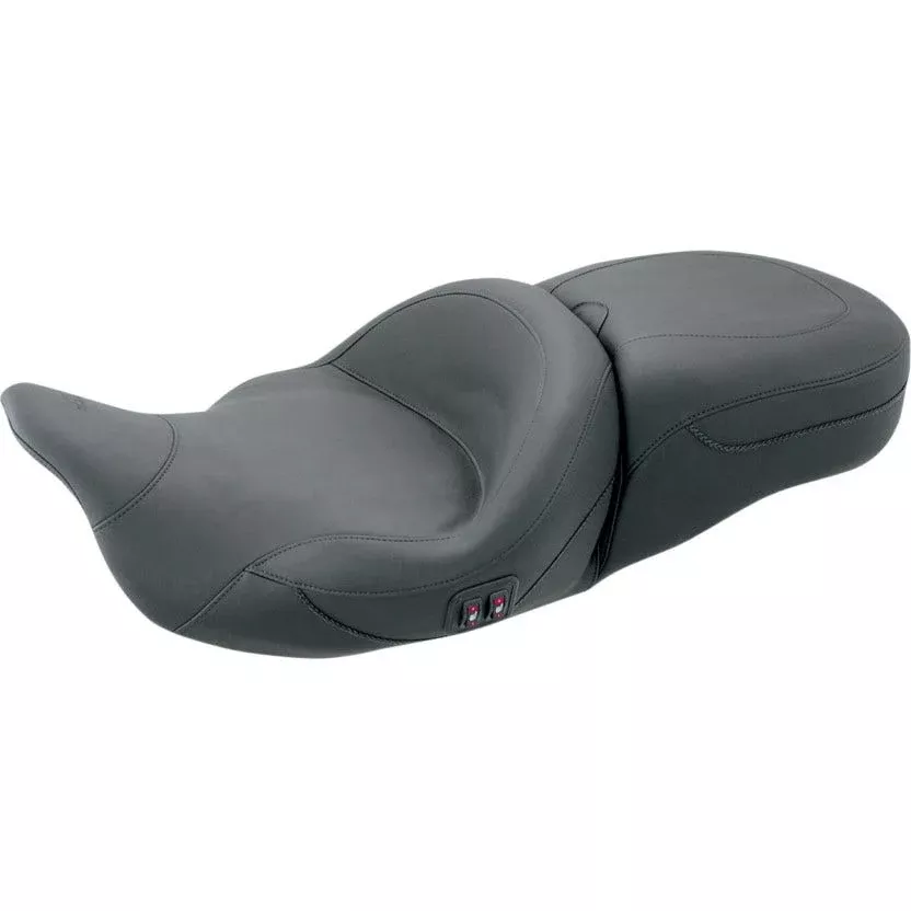 Mustang 79646 Plain One Piece Heated Touring Seat for Harley 08-23 FLH/T Models