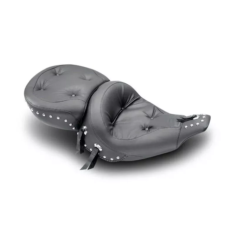 Mustang Seats 75555 Wide Regal Style Chrome Studded Touring Seat Harley FL 91-96