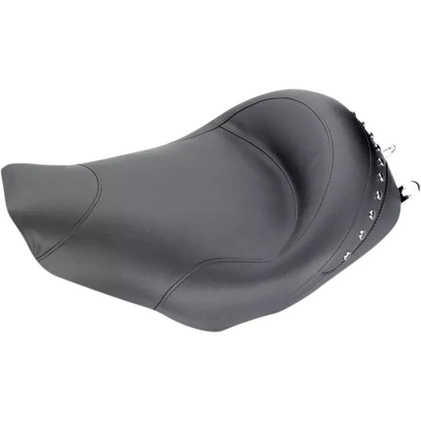 Mustang Seats 75578 Wide Smooth Black Studded Solo Seat Harley FLHR FLHX 97-07