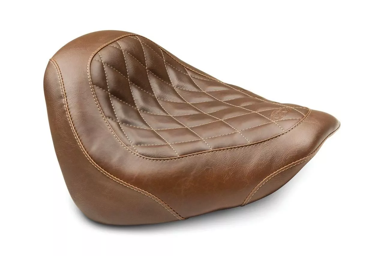 Mustang Wide Tripper Solo Seat for '18-20 Harley-Davidson Fat Bob - Diamond, Distressed Brown