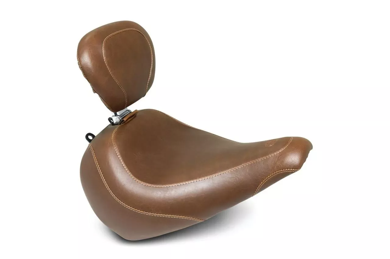 Mustang Wide Tripper Solo Seat with Backrest for '18-Up Harley-Davidson Softail Fat Boy