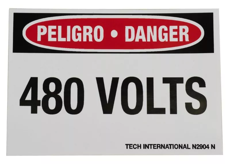 N2904N - DANGER 480 VOLT SFTY SIGN E/S