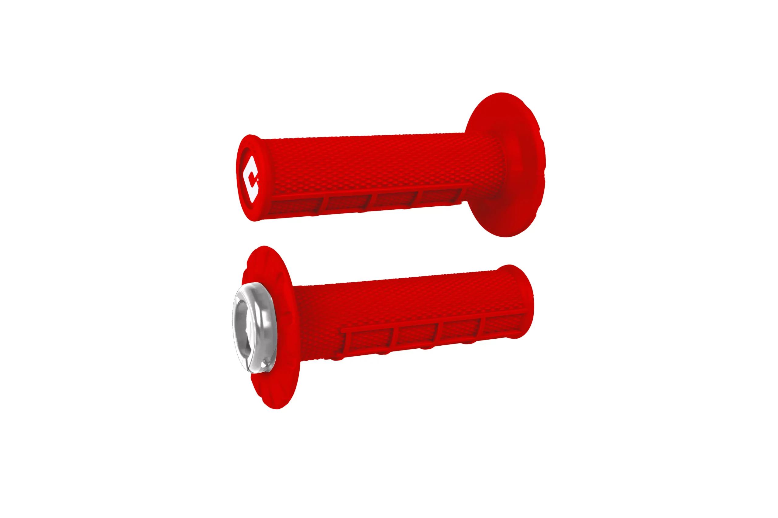 ODI ATV Half Waffle v2.1 Lock-On Grips (Bright Red/Silver) J33HWR-S – 7/8″