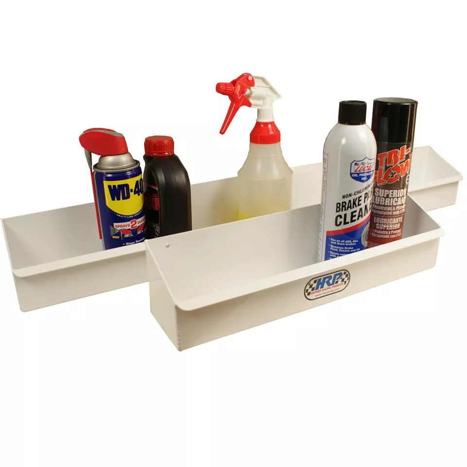 Oil Bottle, Spray Can Bin (32" Wide X 3" Deep) (White Powder Coated)