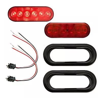 Optronics TLL12RK 6" Oval Sealed LED Tail Light Kit, Red, Pair