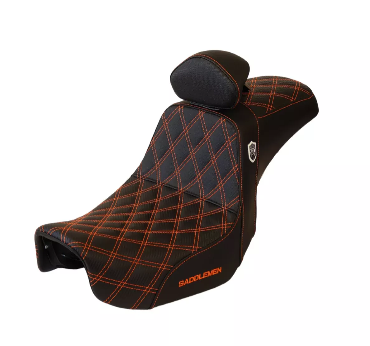 ORANGE STITCH SADDLEMEN 0803-0630 SC80604DBKRT Pro Series SDC Performance Seat w/ Backrest – Full Lattice Stitch/Lumbar Gripper