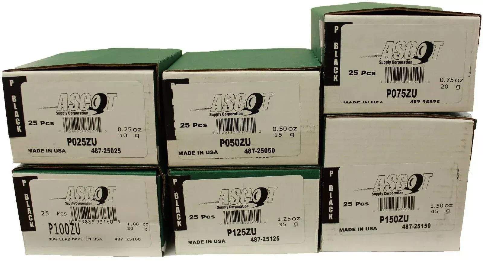 Perfect Equipment P Style Coated Zinc Wheel Weight Bundle 0.25 - 1.50oz