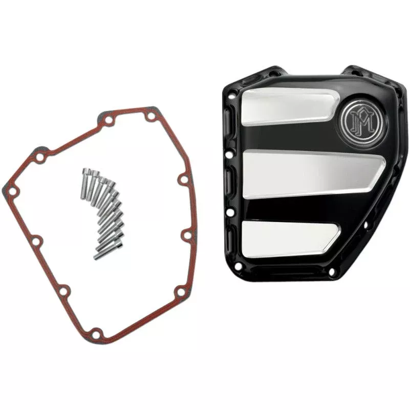 Performance Machine Black Platinum Cut Scallop Timing Cover Harley Twin Cam 01up