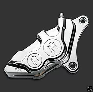 Performance Machine Chrome Dual Disc 4 Piston Front Calipers 00-07 Harley Touring