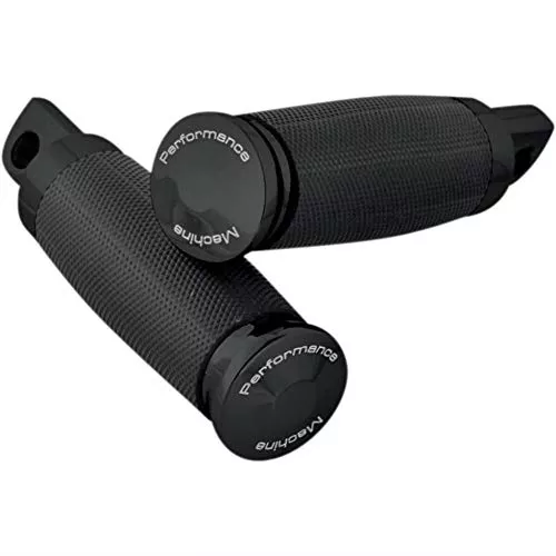 Performance MacHine Contour Rubber Wrapped Footpeg Male Mount Blk for Harley All