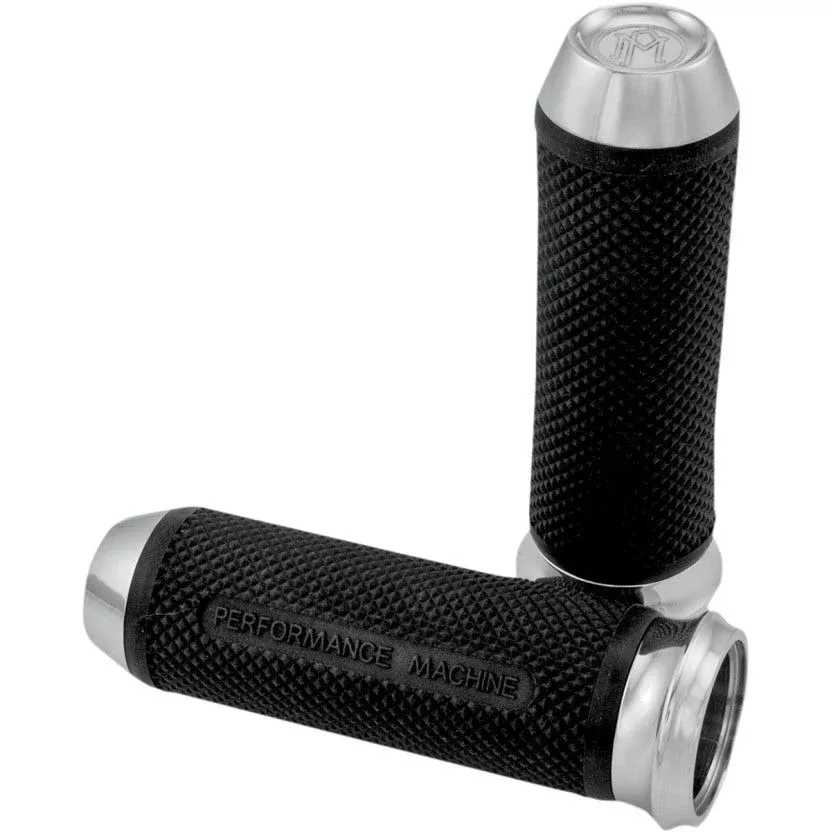 Performance Machine PM Chrome Elite Hand Grips for Harley Throttle By Wire 08-17