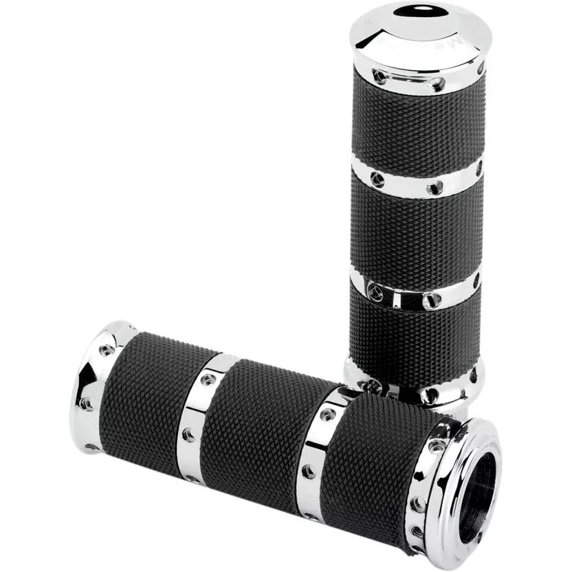 Performance Machine PM X-Large Chrome Contour Renthal Hand Grips Cable 84-17