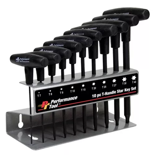 Performancetool W80276 T-Handle Star Key Set T7 - 10 Pc