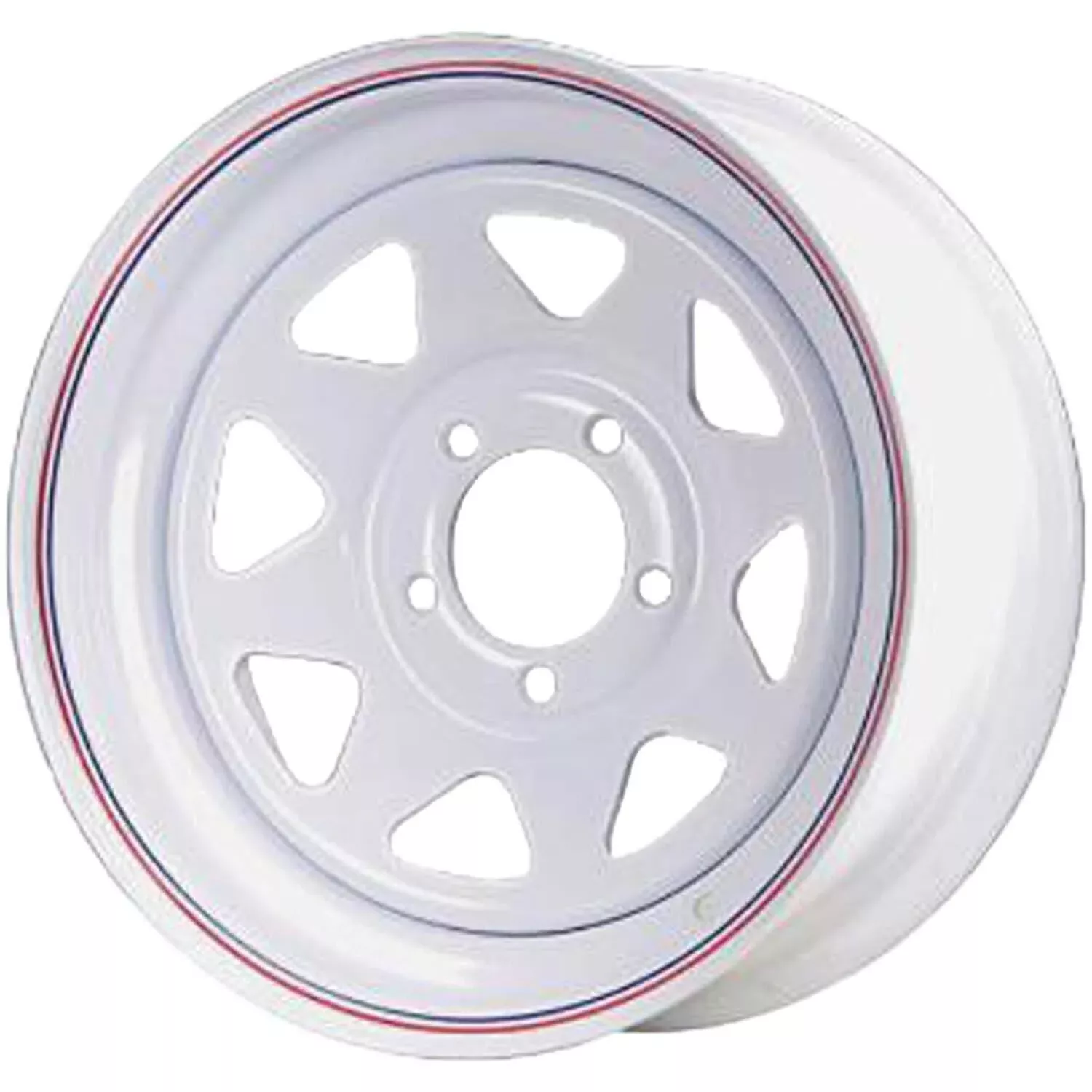Premium Service 13x4.5 5 on 4.5 Spoked Trailer Wheel White w/ Pinstripes