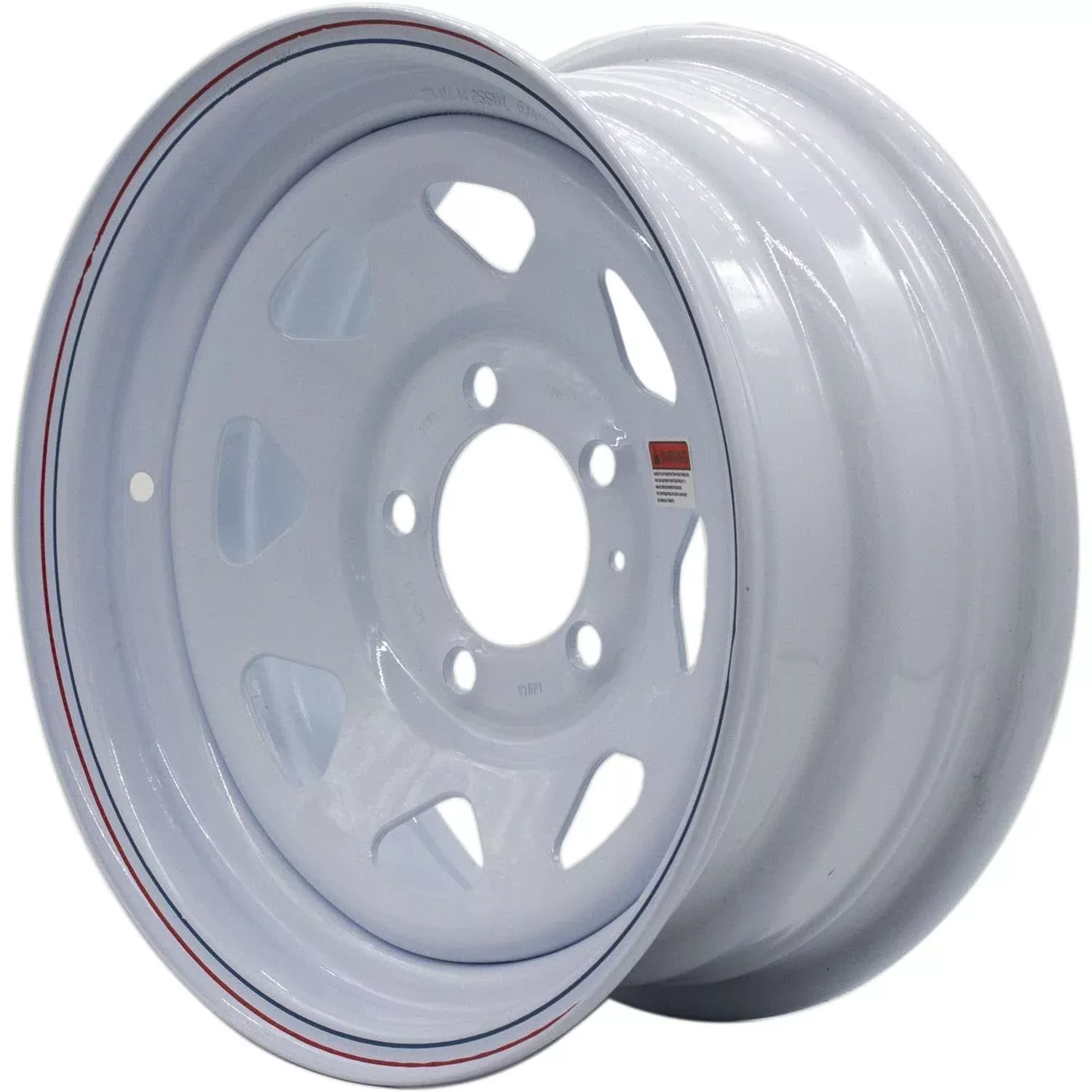 Premium Service 14×5.5 5 on 4.5 Spoked Steel Whl White w/ Pinstripes