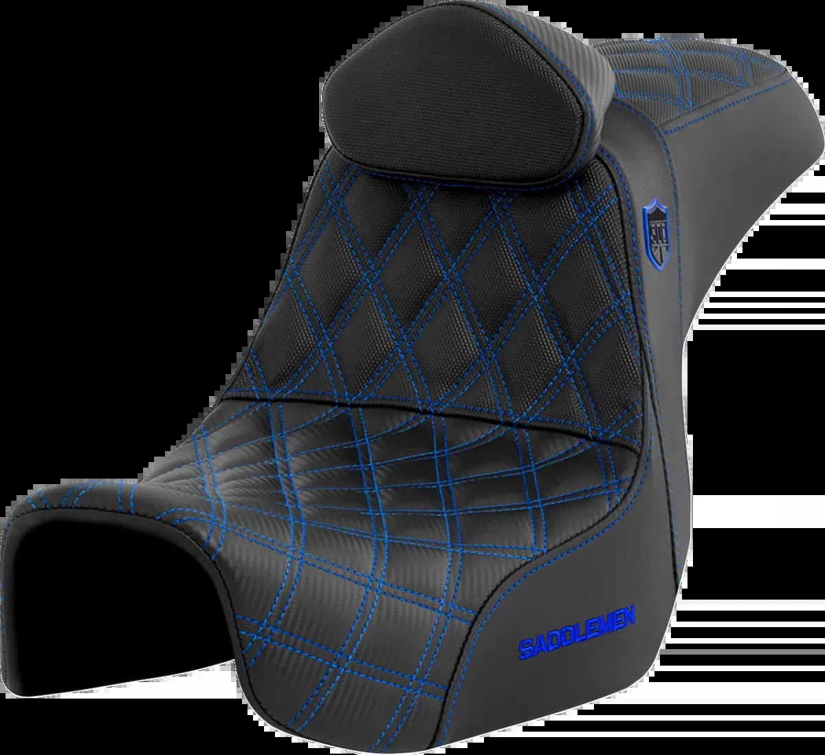 Pro Series SDC Performance Seat - w/ Backrest - Blue Stitch - Dyna '06-'17