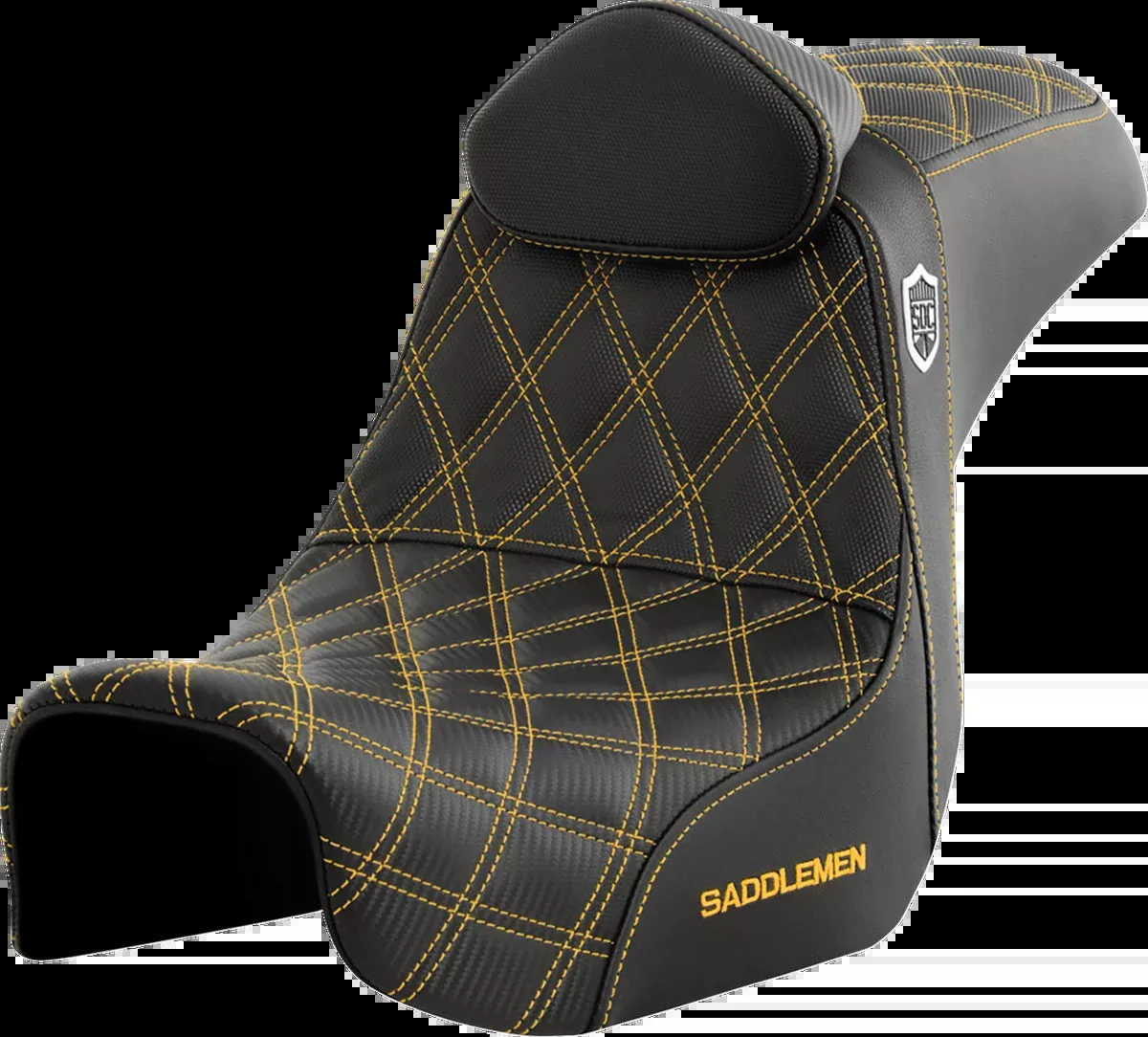 Pro Series SDC Performance Seat - w/ Backrest - Gold Stitch - Dyna '06-'17